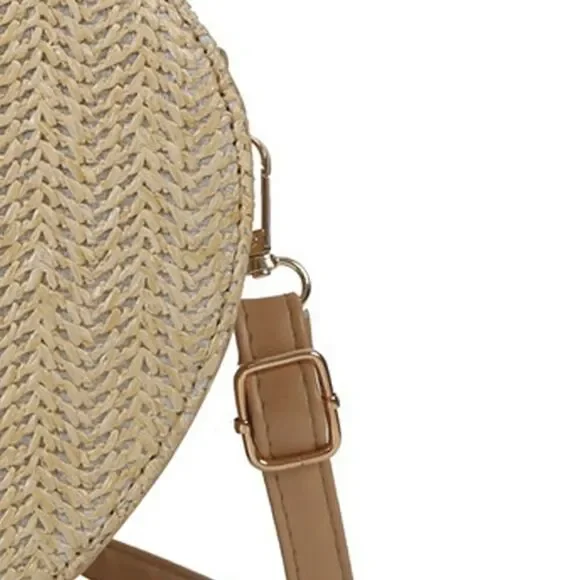 Straw Heart Cream Crossbody Shoulder Bag - Picture 6 of 6